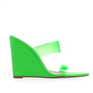 Neon wedged heels